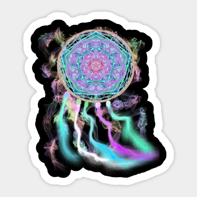 Colorful Native American Mandala Dream catcher art Sticker by starchildsdesigns